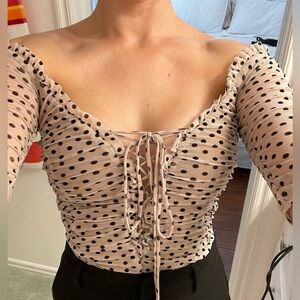 Majorelle pink and black polka dot bodysuit S